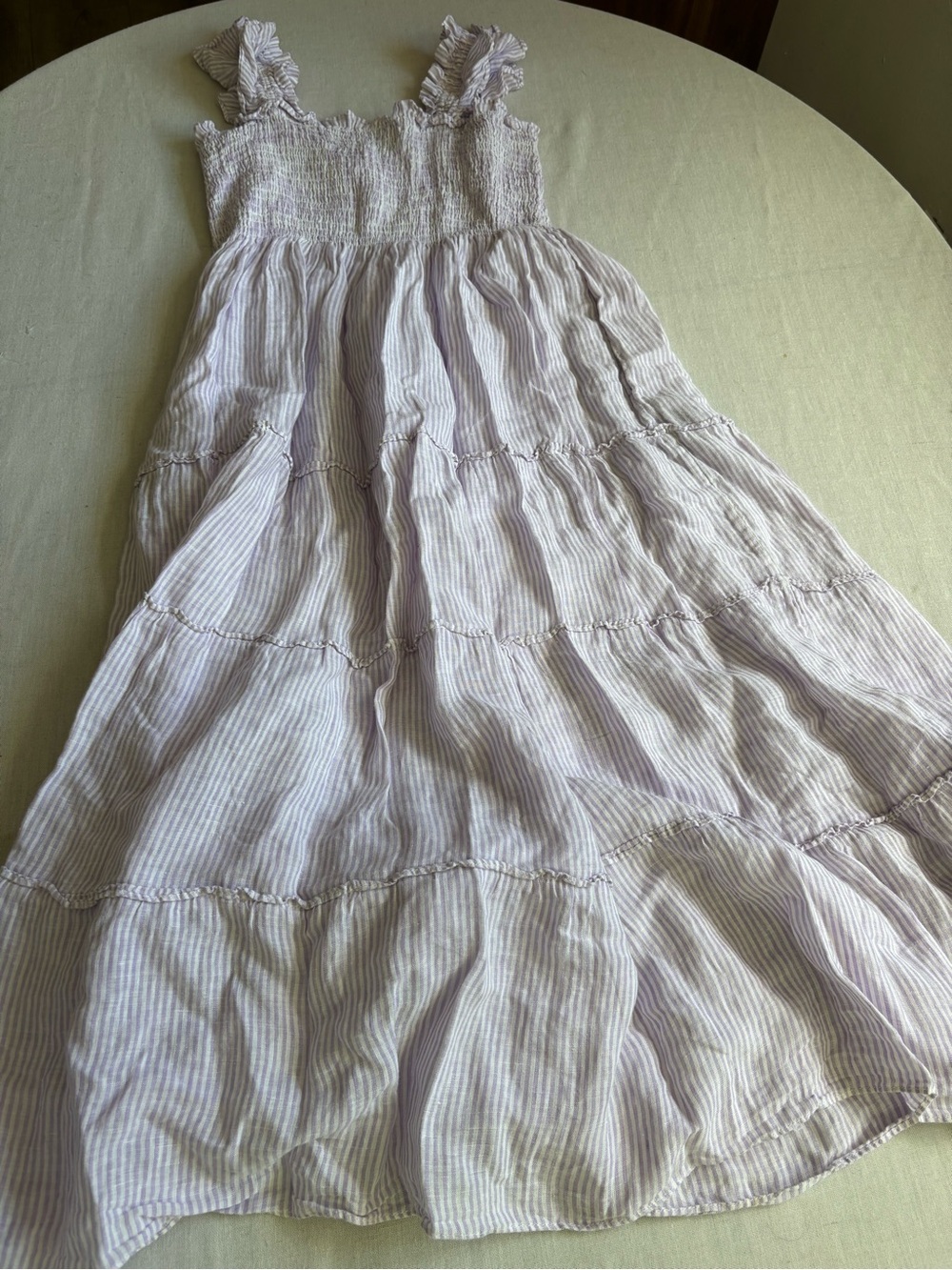 Hill House Home The Goldie Nap Dress Purple Gingham 100% Linen Midi Size M - Picture 6 of 9